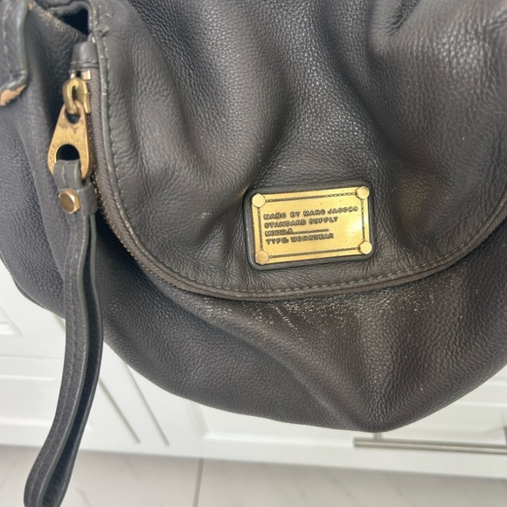 Marc Jacobs Leather Hobo with Gold Plaque - perfect companion for nights out!